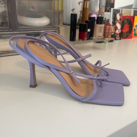 Tony Bianco Lavender Square Toe Strappy Heels | Size 8 | Minimal Sandals - Picture 16 of 17